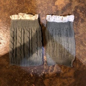 Gray and White Lace Knit Boot Socks